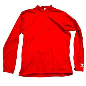 Vintage Bellwether Red Coolmax 1/4 Zip Long Sleeve Athletic Shirt X Large